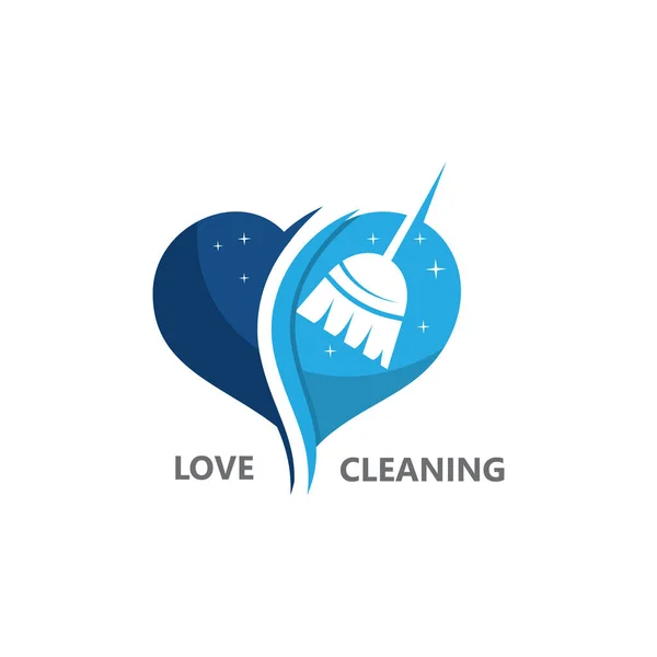 Templat Konsep Pembersihan Cinta Kreatif Logo Design Vector - Stok Vektor