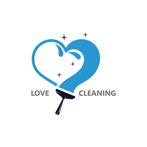 Creative Love Cleaning Concept Logo Design Vector Template — Stockový vektor