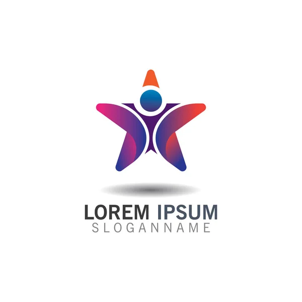 Kombinace Lidí Star Logo Inspirace Design Šablona Vektor — Stockový vektor