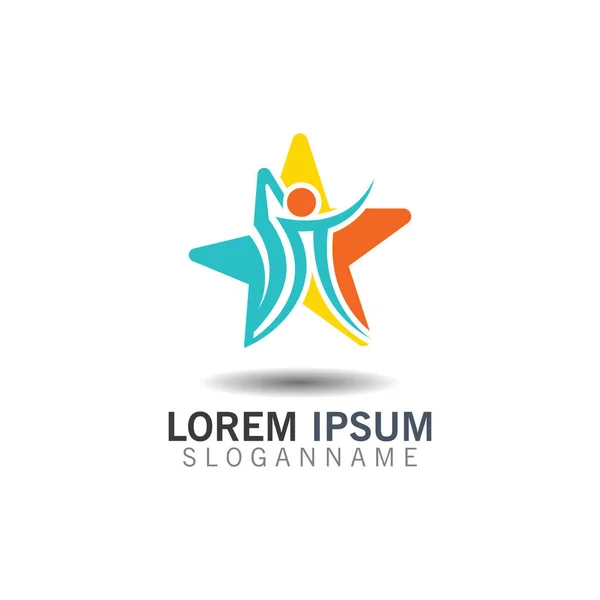 Nsanlar Star Logosu Ilham Tasarım Şablonu Vektörünü Birleştirir — Stok Vektör