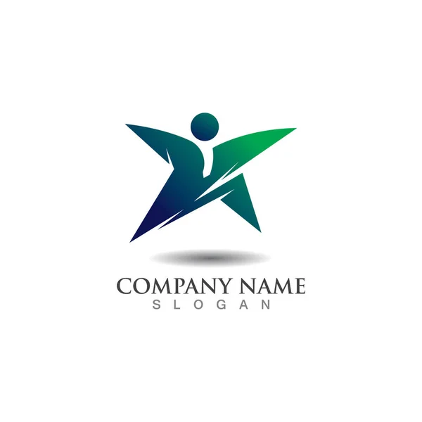 Menschen Kombination Star Konzept Logo Inspiration Design Vorlage Vektor — Stockvektor