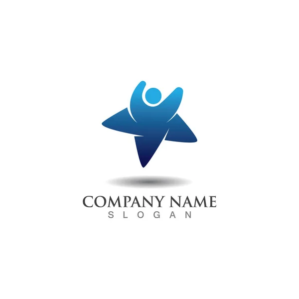 Combinação Pessoas Star Concept Logo Inspiração Design Template Vector —  Vetores de Stock