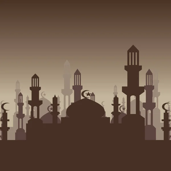 Feliz Ramadán Kareem Diseño Islámico Con Mezquita Luna Santa Ilustración — Archivo Imágenes Vectoriales