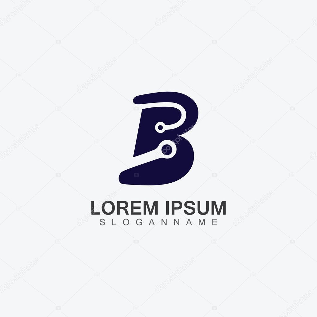 Letter B technology Logo Concept. Creative and Elegant illustration Logo design