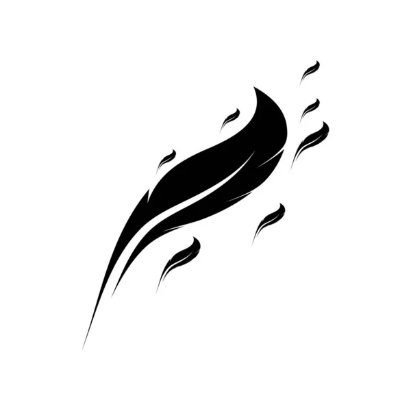Feather Smooth Icon Vector Logo Template Illustration Design — Stock Vector