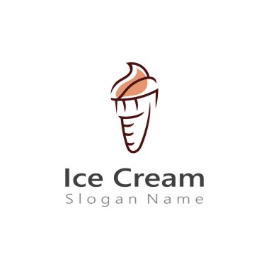 Dondurma logosu tasarımı, taze külah kalıbı Vektör illüstrasyonu