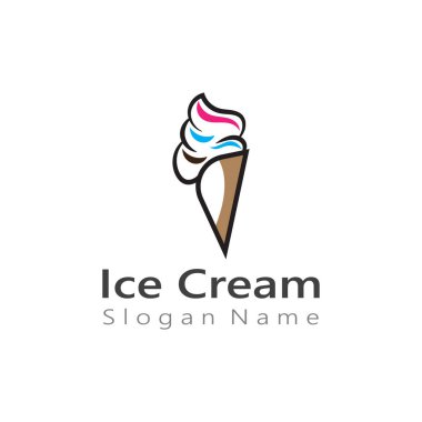 Dondurma logosu tasarımı, taze külah kalıbı Vektör illüstrasyonu