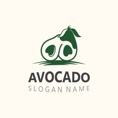 Avokado taze meyve logosu tasarımı yaratıcı ilüstrasyon şablonu