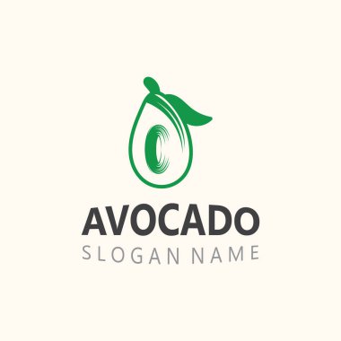 Avokado taze meyve logosu tasarımı yaratıcı ilüstrasyon şablonu