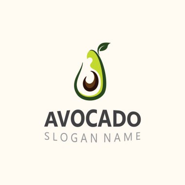 Avokado taze meyve logosu tasarımı yaratıcı ilüstrasyon şablonu