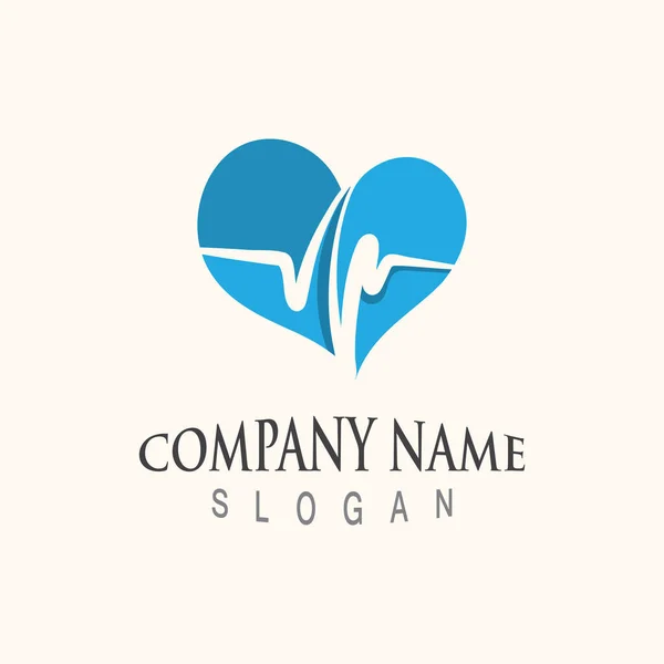 Cardiography Heart Beat Love Logo Design Inspiration Template — Stock Vector