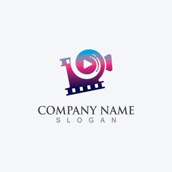 Film Strip Logo Szablon Wektor Izolowane Ilustracja Biały Tło Projekt — Wektor stockowy