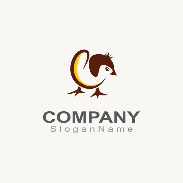 Chick Logotipo Modelo Minimalista Monoline Cor Linha Animal Vetor Criativo — Vetor de Stock