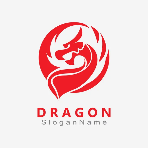 Dragon Logo Design Modelo Vetor Exclusivo Minimalista —  Vetores de Stock