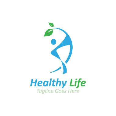 İnsanlar sağlık logosunu soyut doğa tasarımı Vektör Resim şablonunu yaprak