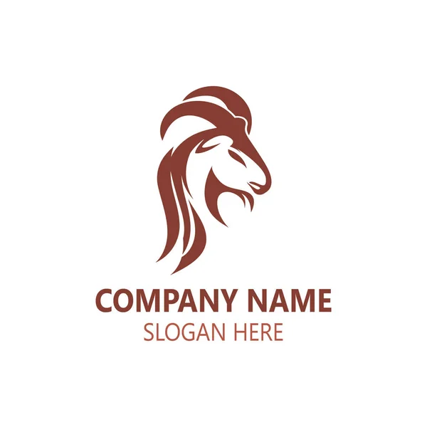 Goat Animal Logo Head Design Template Illustration — Stock Vector