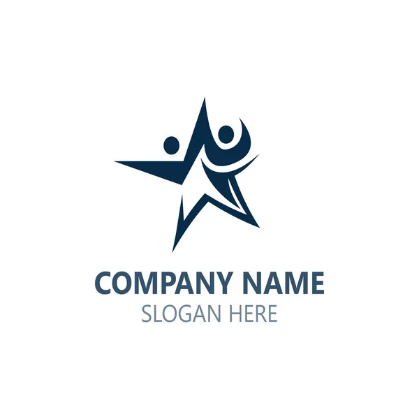 People Star Logo Design Concept Combination Template Vector — 图库矢量图片