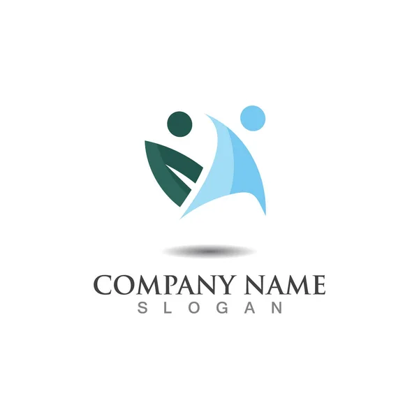 People Leaf Logo Abstract Nature Design Vector Image Template — Vetor de Stock