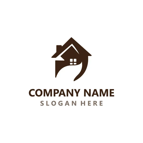 Green Home Logo Friendly Creative Ecology Simple Design Template — 스톡 벡터
