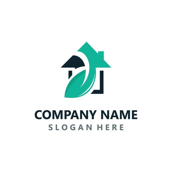 Green Home Logo Friendly Creative Ecology Simple Design Template — 스톡 벡터