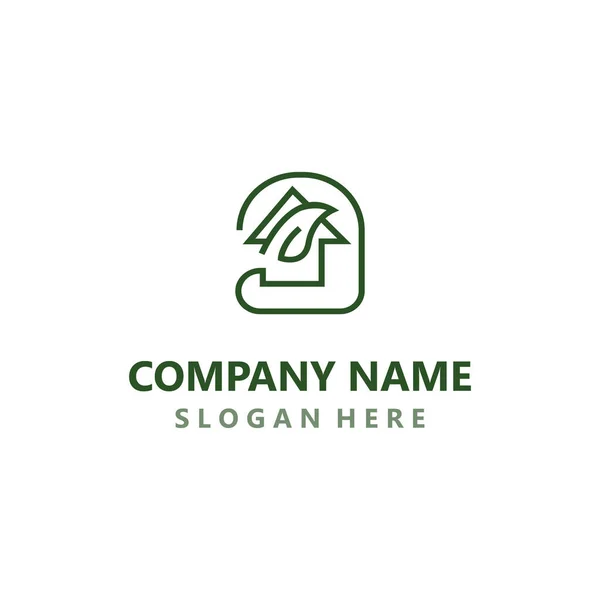 Green Home Logo Friendly Creative Ecology Simple Design Template — Wektor stockowy