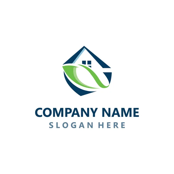 Green Home Logo Friendly Creative Ecology Simple Design Template — Stockový vektor