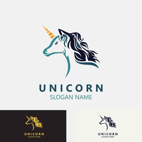 Unicorn Horse Logo Image Design Head Eluan Template Vector — 스톡 벡터