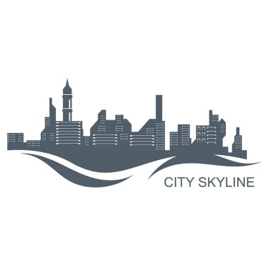 Şehir silueti siluet çizimi tasarımı. Şehir manzarası Panorama oluşturma vektörü