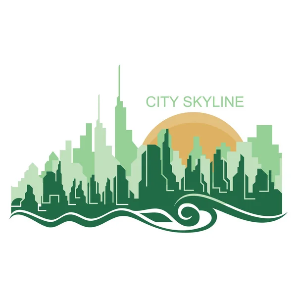 Város Sziluett Skyline Illusztráció Design Városkép Panoráma Épület Vektor — Stock Vector