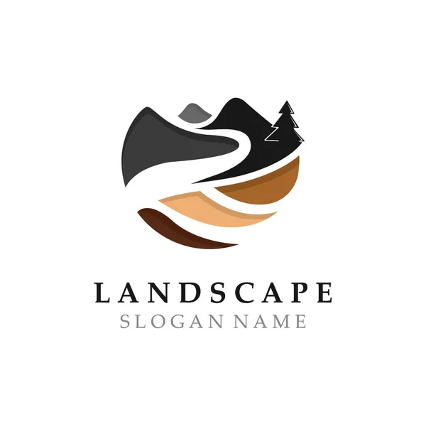 Mountain Nature Landscape Logo Design Template Illustration — Stock Vector