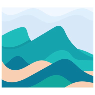 Dağ Doğa Manzarası Şablon Çizimi