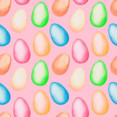 Paskalya yumurtaları pürüzsüz. Suluboya vintage çizim. Pembe arka planda izole edilmiş..