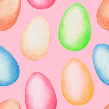 Paskalya yumurtaları pürüzsüz. Suluboya vintage çizim. Pembe arka planda izole edilmiş..