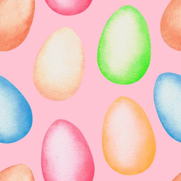 부활절 달걀의 물갈퀴없는 패턴. 수채 색 빈티지 삽화. 분홍빛 배경에 고립됨. — 스톡 사진