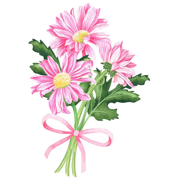 A bouquet of pink flowers. Watercolor vintage illustration.Isolated on a white background.For design — Foto Stock