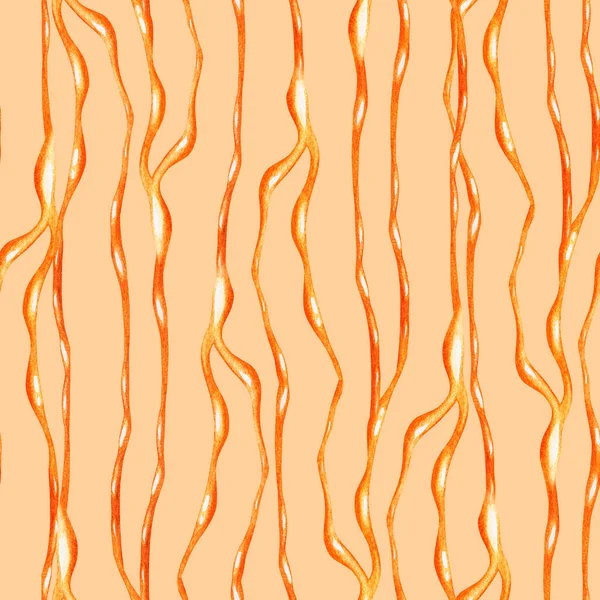 Caramel smudges. Seamless pattern. Watercolor illustration. Isolated on a beige background. — Stockfoto