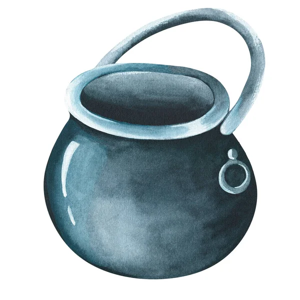 Cauldron, pot, kettle. St. Patricks Day. Watercolor illustration. Isolated on a white background — Stock Photo, Image