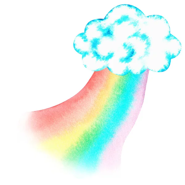 Gökkuşaklı bulut. Aziz Patrick Günü. Suluboya çizimi. Beyaz bir arkaplanda izole edilmiş.