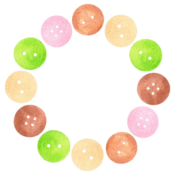 A circle of buttons. Watercolor illustration. Isolated on a white background. For design — Stock Photo, Image