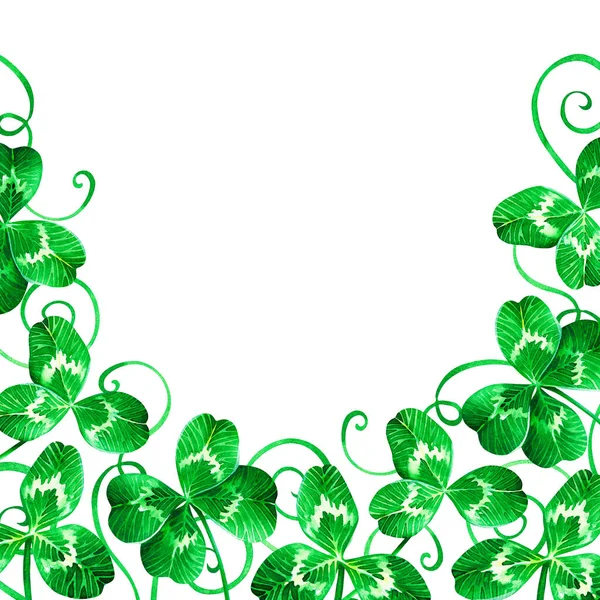 A banner of clover. St. Patricks Day. Watercolor illustration. Isolated on a white background. — Stock Photo, Image