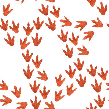 Kusursuz desen. Bir kızın ayak izleri. Suluboya çizimi. Beyaz bir arkaplanda izole edilmiş.