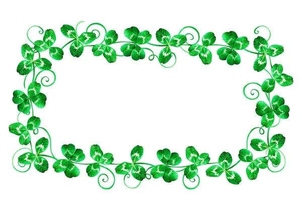 A frame of clover. St. Patricks Day. Watercolor illustration. Isolated on a white background. — Stock Photo, Image