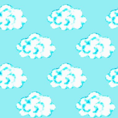 Kusursuz bulut deseni. Aziz Patrick Günü. Suluboya çizimi. Mavi bir arkaplanda izole edilmiş.