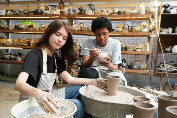 Portrait Creative Potter Artisrt Business Owner Ceramic Products Pottery Shop — Stock Photo, Image