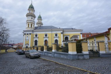 Greek Catholic Holy Cross Cathedral, Kapitulna street - one of landmarks of Uzhgorod, Ukraine