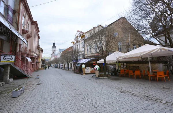 Ulica Voloshyna Centrum Użgorodu Stycznia 2022 Użgorod Ukraina — Zdjęcie stockowe