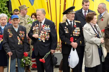 Zafer Günü kutlamalarında Büyük Vatanseverlik Savaşı gazileri. 9 Mayıs 2019. Kiev, Ukrayna