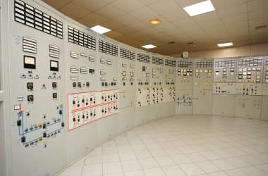 Main control board in a control operations room of the reactor of the Chernobyl Nuclear Power Plant.