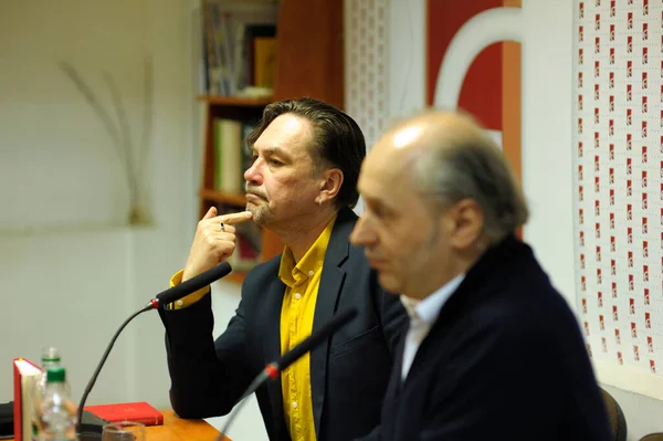 Yurii Andrukhovych Famous Ukrainian Writer Giving Press Conference October 2016 — ストック写真