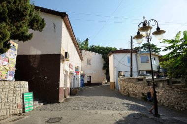 View the empty old street of resort town Gurzuf. June 10, 2017. Gurzuf, Crimea